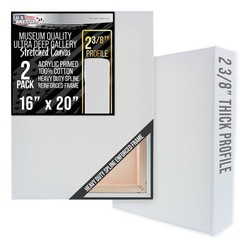 U.S. Art Supply Stretched Canvas For Painting 16 X 20 Museum 2-3/8 Extra Deep