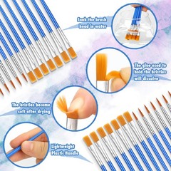 66 Pcs Small Paint Brushes Set – Slurrivate Round & Flat Brush Bulk for Detai…