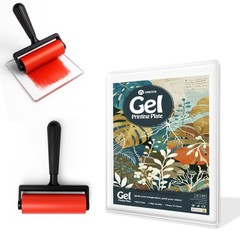 Gel Printing Pad with Brush – Reusable Gel Plate for Monoprinting, Stamping &…