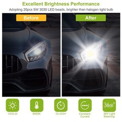 2PCS 1000lm 100W H8/H9/H11 LED Fog DRL Light Bulb IP65 Water-Resistant 360° Beam