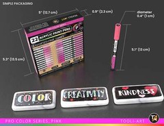 Acrylic Paint Pens 22 Assorted Pink Pro Series Markers Set (0.7mm EXTRA FINE)