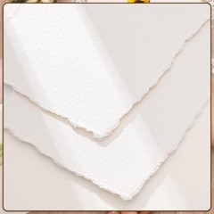 100 Sheets Deckled Edge Paper 5×7 inches, 160 GSM Handmade Paper, Rough/Textu
