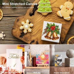 24 Pack Mini Stretched Canvas 2×2 Inch – Primed Cotton Canvases for Painting