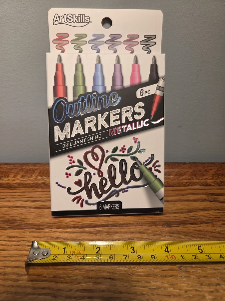 ArtSkills Outline Markers Metallic Multicolor 6pc Set Brilliant Shine New
