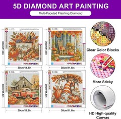Fall Diamond Art Kits for Adults, 4 Packs Fall Diamond Painting Kits, 5D DIY s