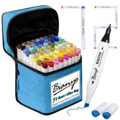 Bianyo 72 Classic Series Dual Tip Sketch Markers with 4 colors Carrying bag