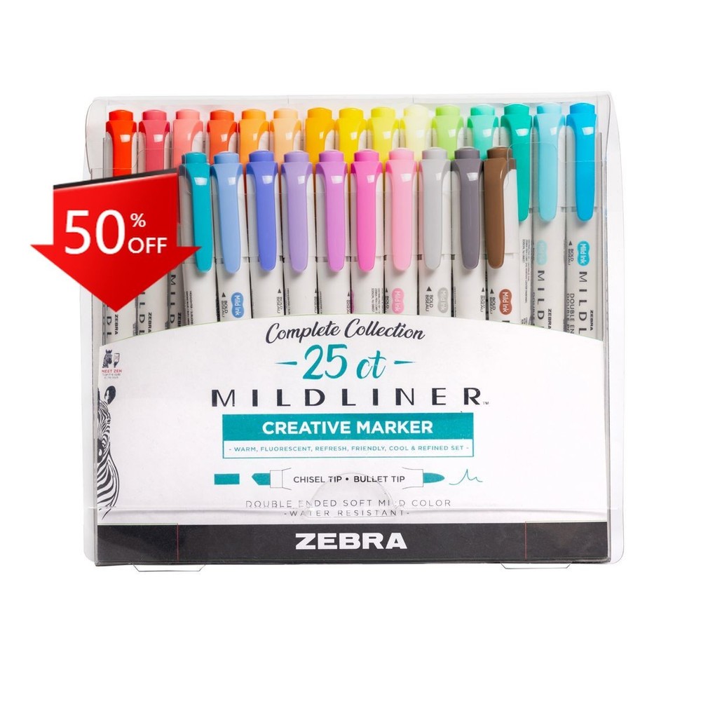Zebra 25ct Mildliner Dual-tip Creative Colorful Markers Gifting: Highlighters