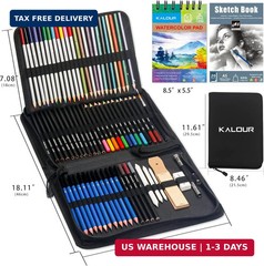 KALOUR 76 Drawing Sketching Kit Set – Pro Art Supplies with Sketchbook & Waterco