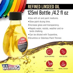 U.S. Art Supply Refined Linseed Oil, 125ml