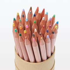 MUJI 36 Color Pencil with Paper Tube natural wood axis half size made in japan