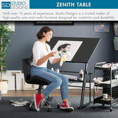 Zenith Adjustable Drafting Table with Shelf – 42″ W x 30″ D, Black
