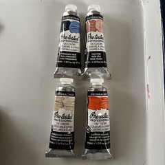Lot of 4 Grumbacher Pre-Tested Oil Color 37ml Blue Pink Buff Orange