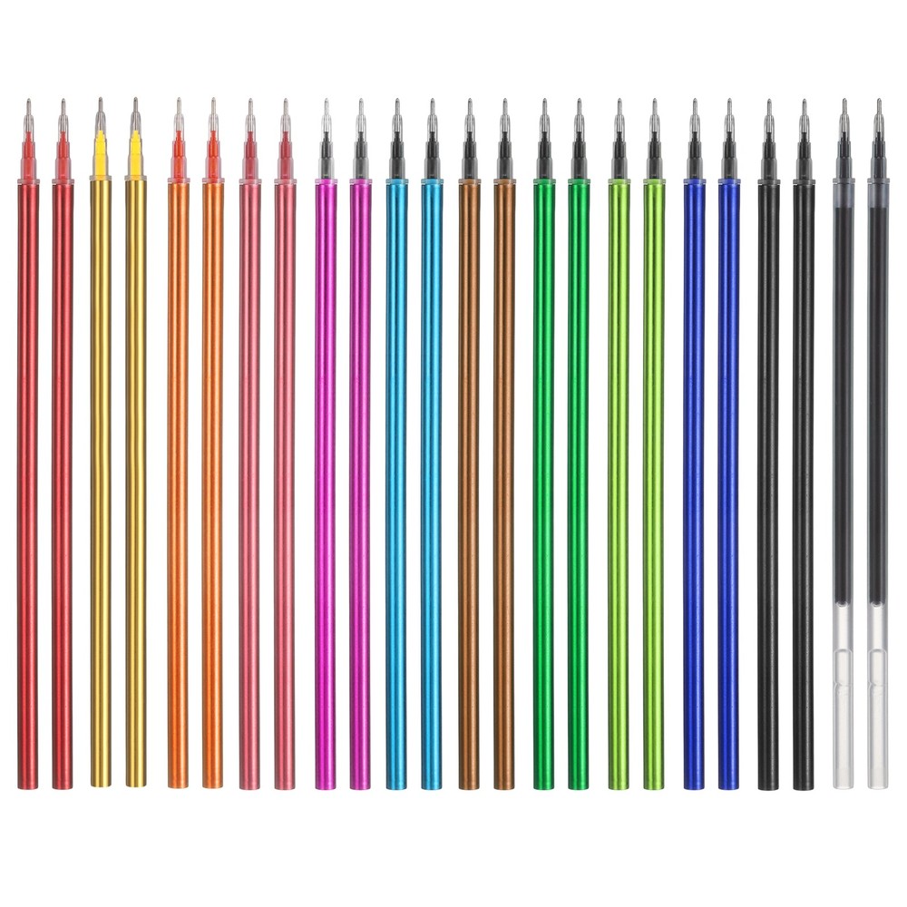 24Pack 0.5mm Gel Pen Refills for Coloring, Medium Point Pens Refills, Multicolor