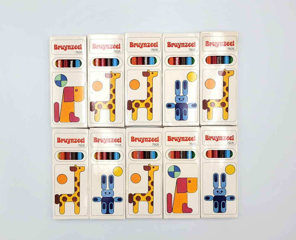 Bruynzeel Colored Pencils Small Short Pencils in Individual Boxes Vintage 10 Box