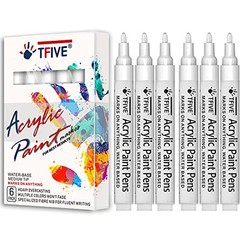 White Acrylic Paint Marker Pens – 2-3mm Medium Tip, 6 Pack Permanent White