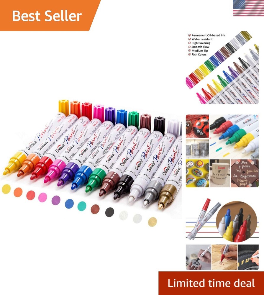 Paint Pens Set – 12 Vibrant Colors, Waterproof, Quick Dry, Non-Toxic for Arts…