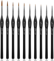 Golden Maple Detail Paint Brushes Set 10Pcs Miniature Brushes for Fine Detailing