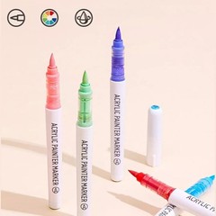 9 Colors Water Based Acrylic Paint Markers, Brush Felt Tip Acrylic Paint Pens