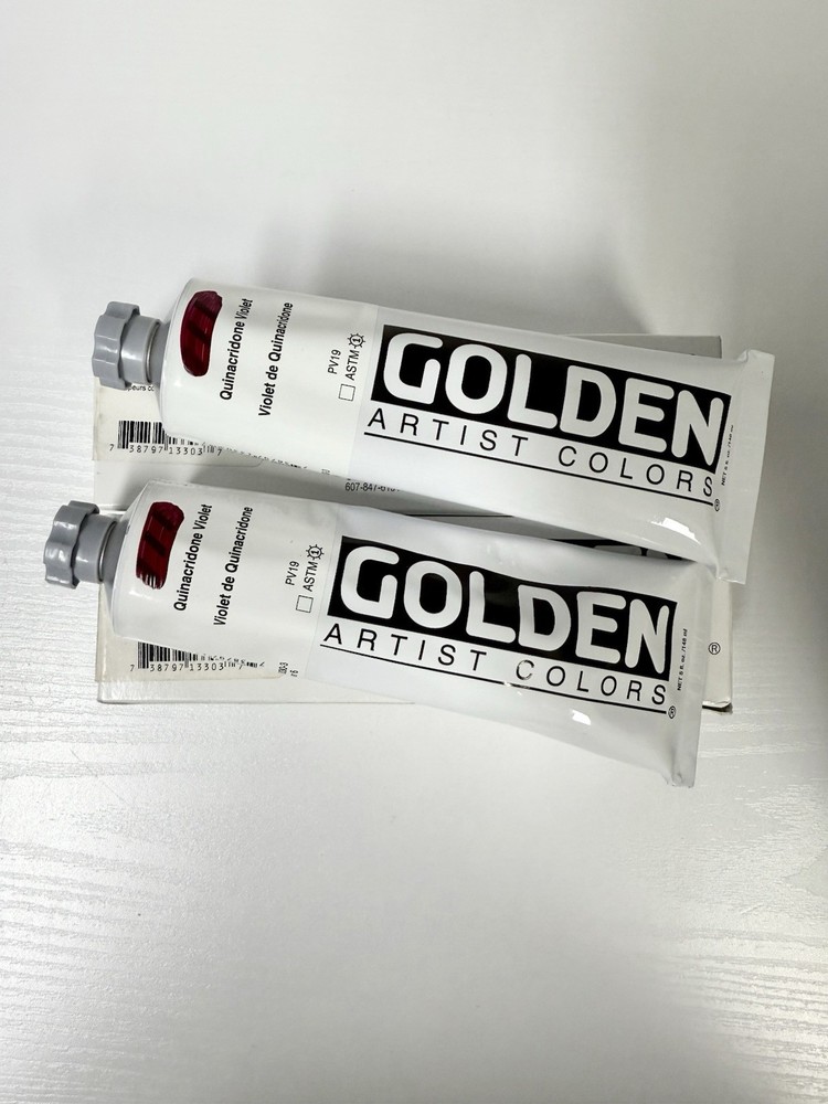 Set of 2 Golden Heavy Body Acrylic – Quinacridone Violet – 2 5oz Tubes