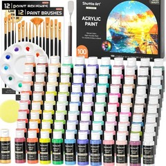 98 Colors Acrylic Paint Set with Brushes and Palette for Artists Kids and Beg…