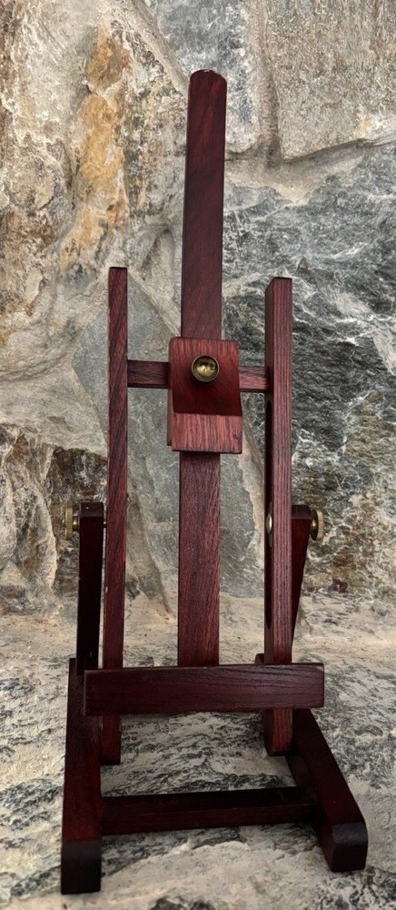 Adjustable Wooden Tabletop Artist Easel Display Stand Brass Tone Hardware 13”