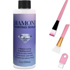 200ml Permanent Hold & Shine Diamond Art Painting Sealer Brushes Silicone 5D