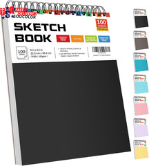 9″ X 12″ Sketch Book, 100 Sheets Top Spiral Bound Sketchbook with Acid-Free 68Lb