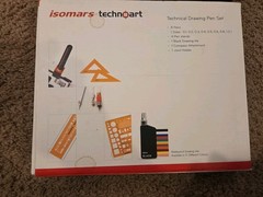 Isomars Technoart Technical Drawing Pen Set 8 Pens, 4 Stands. 1 Blk Drawing Ink