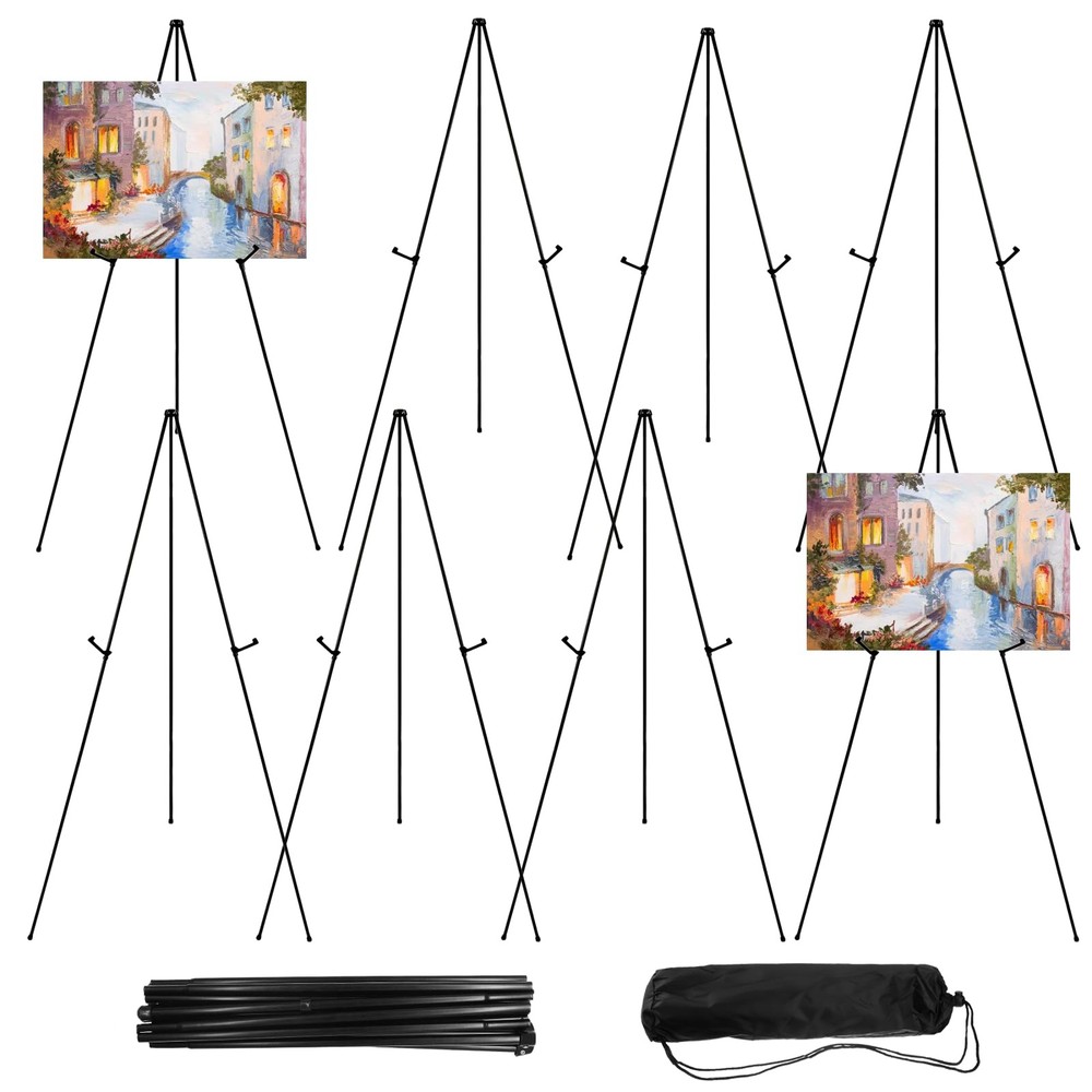 8PCS Black Easel Stand for Wedding Sign Stand, 66 Inch Portable Picture Stand…