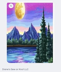 Diamond Dots Painting Kit 30 x 40 cm Landscape Mountains Trees Sun Water