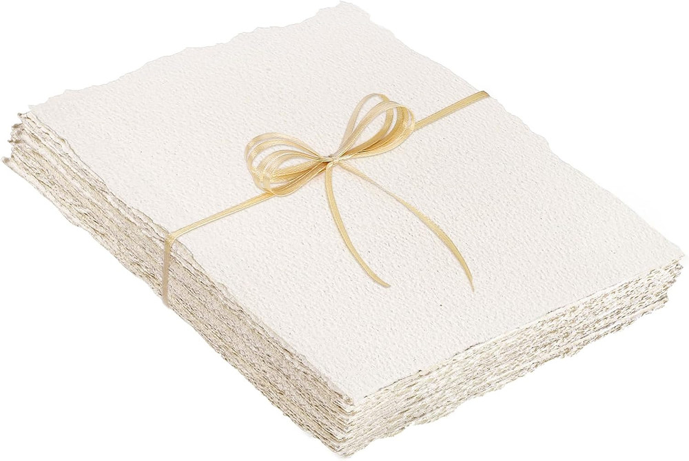 25 Sheets Cotton Watercolor Paper, 300 GSM, 4 X 6 Inch, White, Textured, Deckled