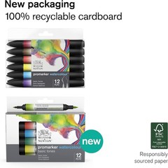 Artisan Watercolor Marker Set – 12 Intermixable Landscape Shades, Dual Tips