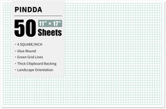 Engineering Graph Paper Pads, 11″X17 “Grid Paper, 4X4 Graph Ruled, 50 Sheets Lan