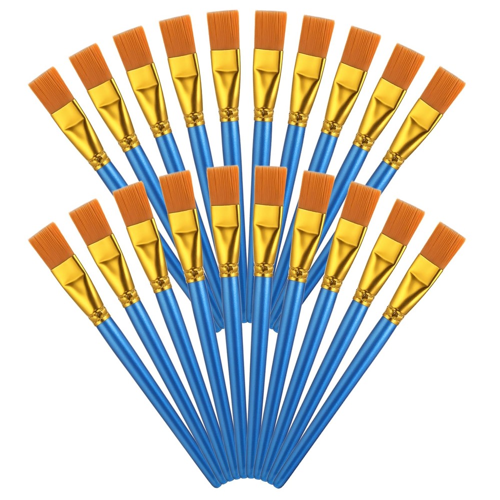 40 PCS Flat Paint Brushes 0.75 Inch For Acrylic Oil Watercolor Body Art