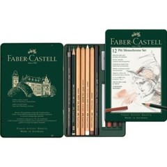 Faber Castell Pitt Monochrome Pencils Set – Tin of 12 – 112975