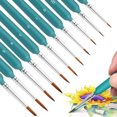 10/11Pcs Miniature Paint Brushes, Detail Tip Paint Brushes Set with Ergonomic Ha