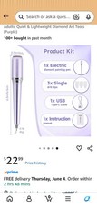 SUBFIX Electric Diamond Art Pen, Wireless Vacuum Diamond Painting Pen (Purple)