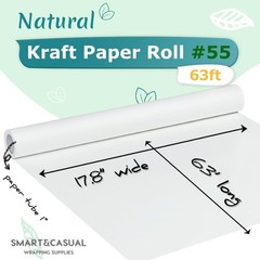 Craft Paper Roll 17.8″ x 760″ Kraft Paper White Easel Paper Roll for Gift Wra…