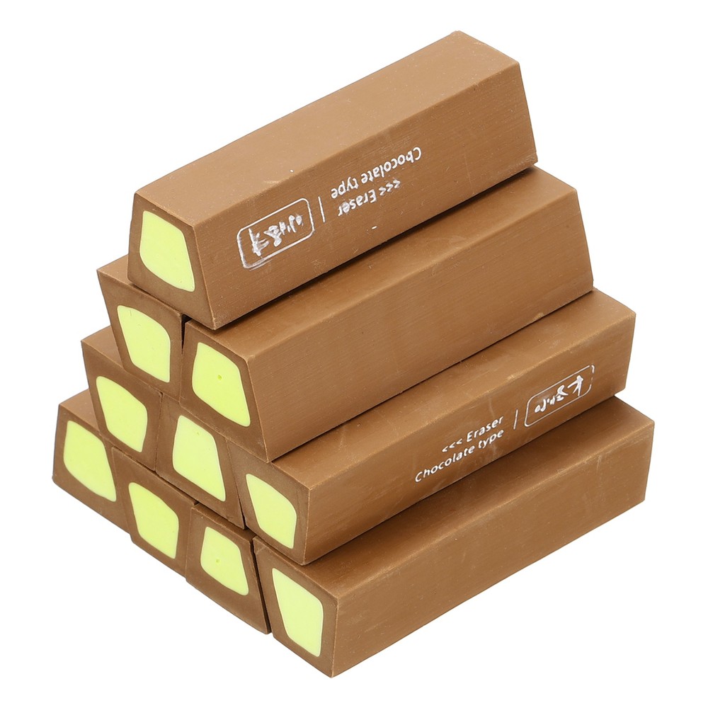 Pencil Erasers Rubber, 10 Pcs Art Eraser Scented, Dark Brown/Green