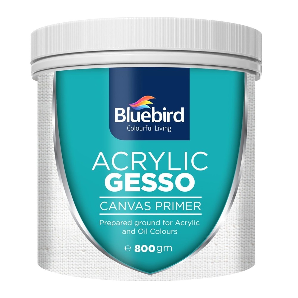 Bluebird Heavy White Gesso Canvas Primer for Acrylic & Oil Painting 28.2 oz. Tub