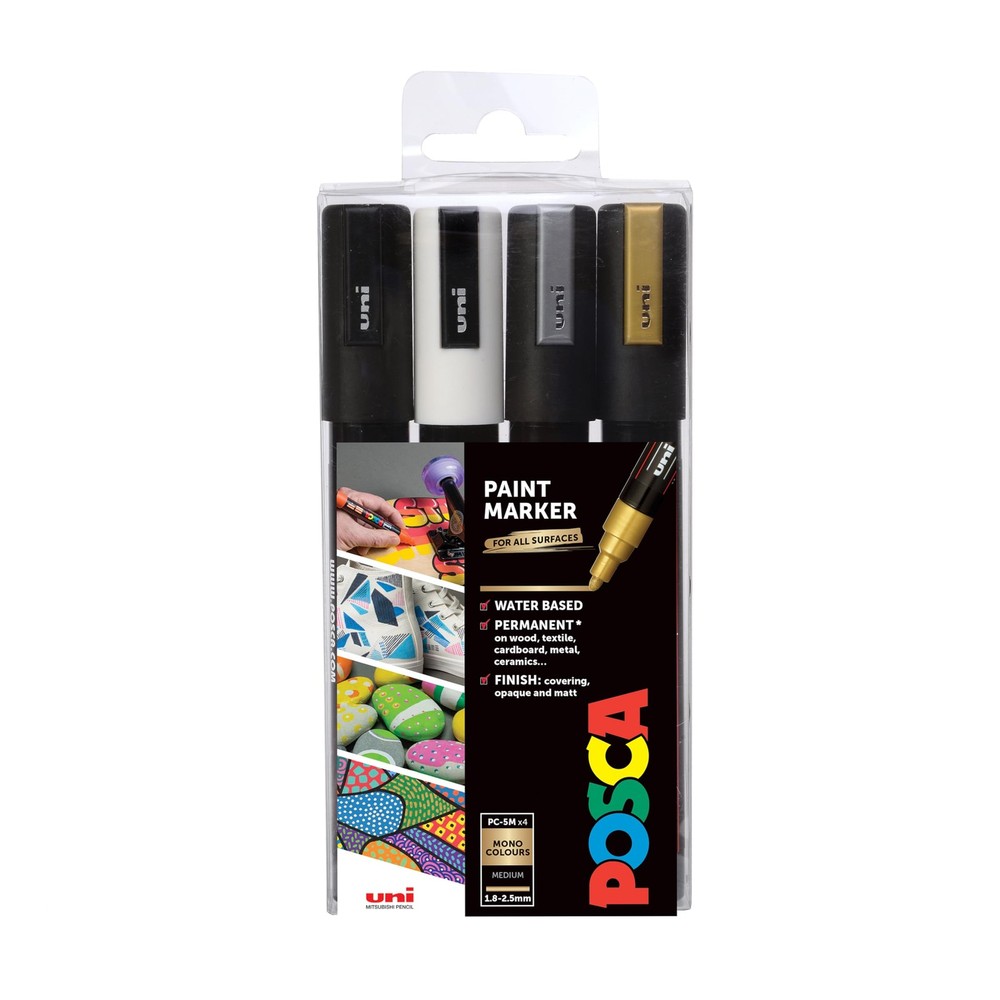 uni POSCA PC-5M Water-Based Paint Markers, Reversible Medium Tip (1.8-2.5mm),…