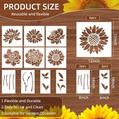 10Pcs Large Flower Stencils for Painting, 14 inch Floral Templates Drawing Pa…