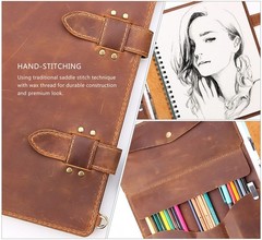Handmade Leather Sketchbook Cover, Artist Sketch Pad Holder for 9″X12″ Sketch…