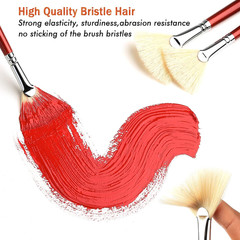 Fan Brush for Painting, 7 Pieces Fan Brush Set with Hog Bristle Natural Hair and