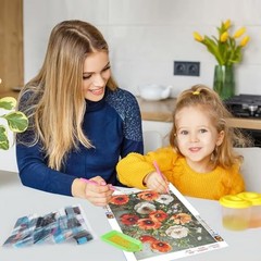 QINRUBB DIY Poppies Diamond Art Kit for Adults Beginners, Full Drill Colorful