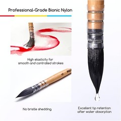 MEEDEN Watercolor Brushes Professional – 4 Pack of 4, Natural Wood Tone