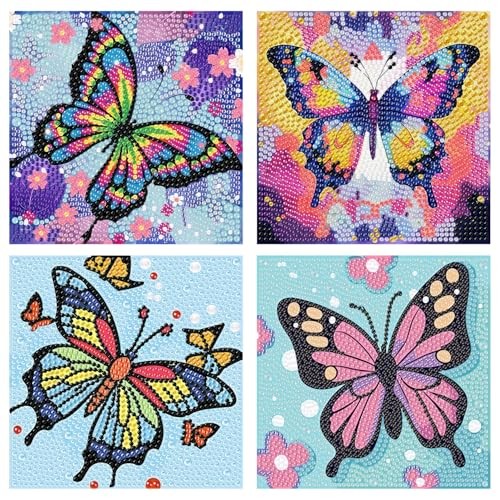 4 Packs Diamond Art Kits for Kids, Butterfly Diamond Art for Kids Ages 8-12,