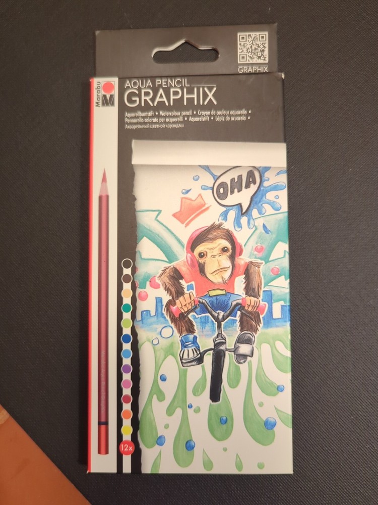 MARABU ART – GRAPHIX AQUA PENCIL- FUNKY MONKEY-12 PIECES- BRAND NEW UNOPENED