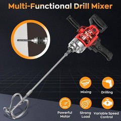 Concrete Mixer 2500W 15A, Cement Mixer With Variable Speed Control
