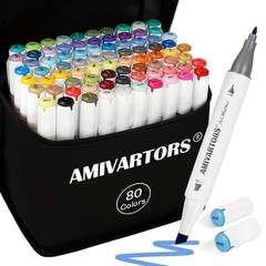 80 Colors Dual Tip Alcohol Markers Set – Chisel & Fine Tips, High Ink Capacity,